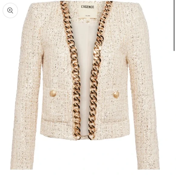 L'Agence Greta Chain Tweed Jacket US 6